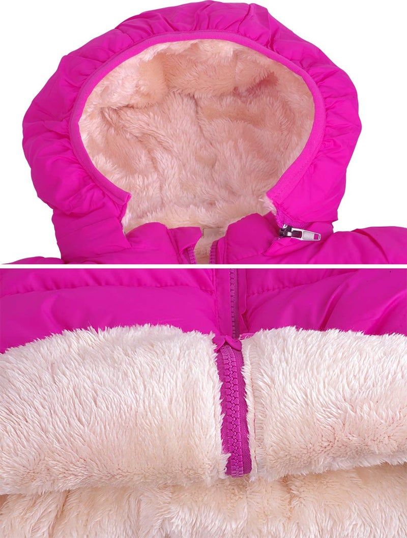 Kimjun Toddler Baby Hooded Down Jacket Boys Girls Kids Thicken Warm Winter Coat Outerwear 1-7t (Rose, 18-24 Months) - Image 5